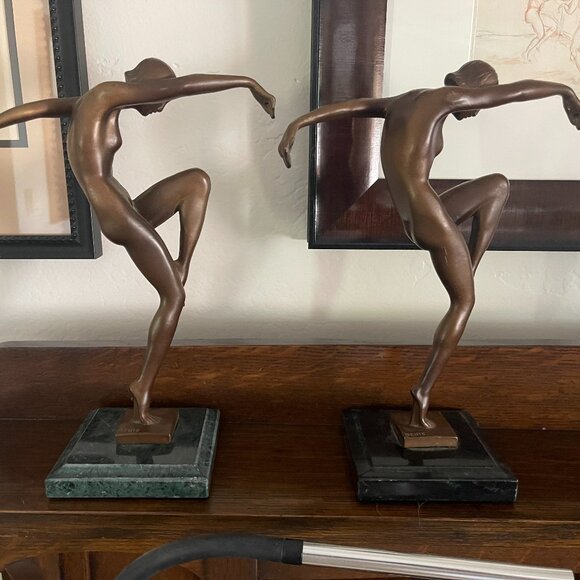 Art Deco Bronze French Female Dancers - Pair - Picture 1 of 8